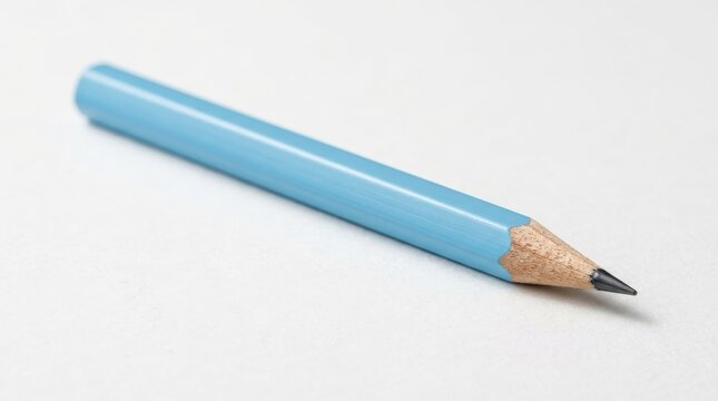 A light blue pencil tool with sharpened tip and smooth painted body, isolated cleanly for writing and drawing tasks, crisp studio lighting, simple creative atmosphere, ultra-realistic, no logos.
