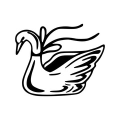 Fototapeta premium simple black and white swan bird for decoration