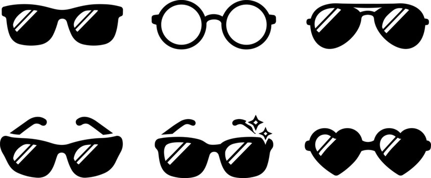 Glasses and sunglasses icons optical fashion accessories 
