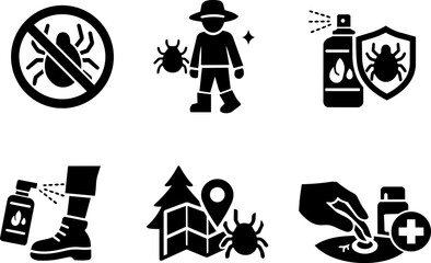Obraz premium Insect protection icons spray repellent tick