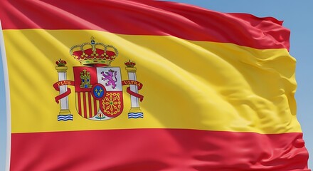 Obraz premium Waving spanish flag a symbol of spain's rich history and national identity