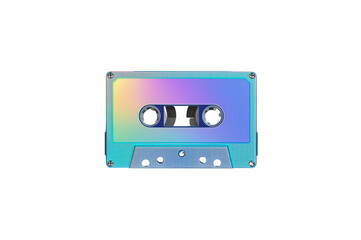 Obraz premium Colorful gradient compact cassette tape with transparent background