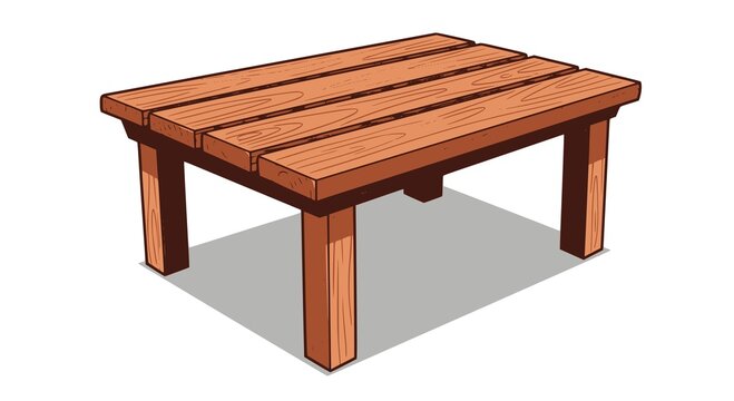 Cartoon wood table. Illustration of a cartoon funny wooden kitchen or garden table for creation of home interior scenes. JPEG version.