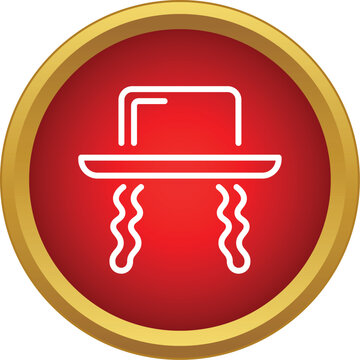 Orthodox jewish man hat and payot line drawing in a red and gold circle
