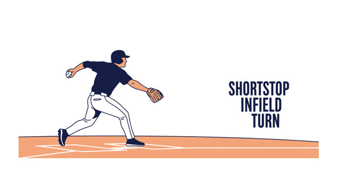 Shortstop Baseball Player Executing Infield Turn Drill Action