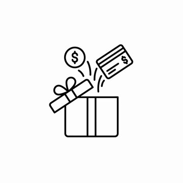 A gift box opens with money and a credit card flying out.