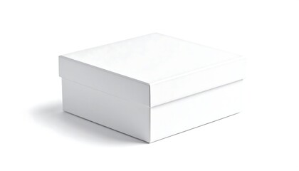 Naklejka premium A simple, closed rectangular container with a lid, set against a bright white backdrop. The container has clean lines and appears to be made of cardboard
