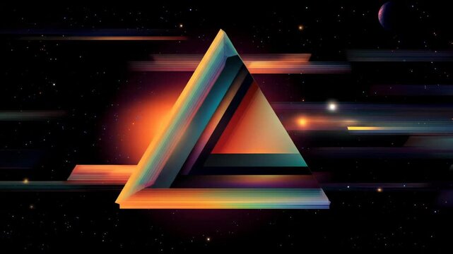 Abstract colorful triangle with motion lines and space background