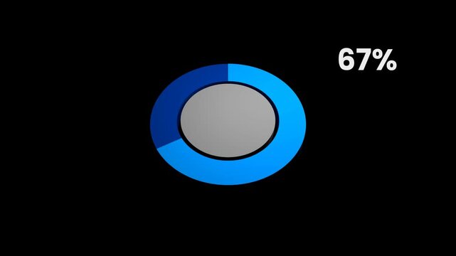 3D Pie Chart 67 Percent Data Representation 4K Alpha Channel
