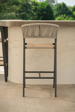 Sturdy and Stylish Bar Stool in Natural Setting with Modern Design for Outdoor or Indoor Spaces, Perfect for Home and Restaurant Use