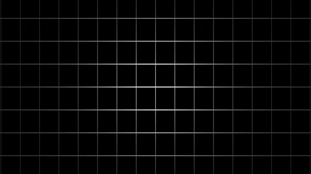 Moving grid with black background pattern seamless loop retro digital technology cyberspace ideal for synthwave visuals and tech backgrounds.