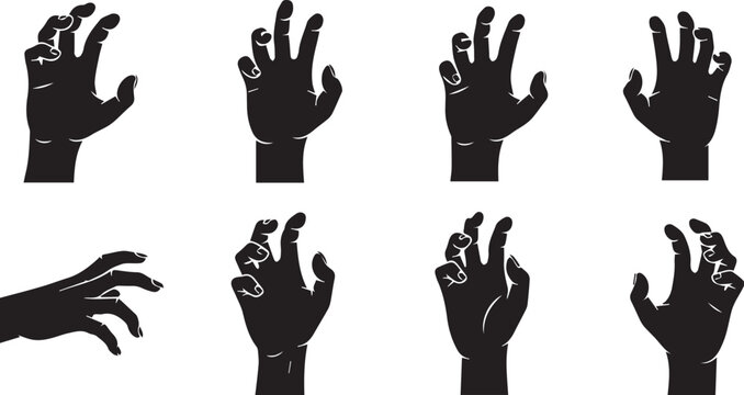 Zombie Hands Silhouette Set for Halloween Horror Design