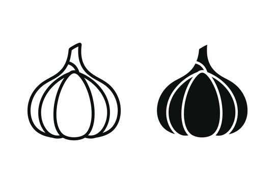 Black and White Garlic Bulb Illustrations