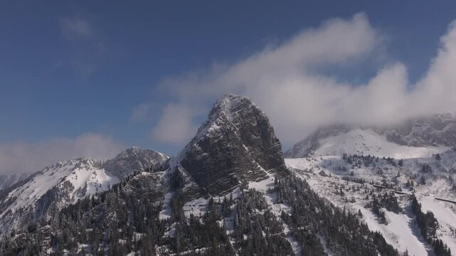 Aerial view towards la Dent de Jaman, Montreux Switzerland	