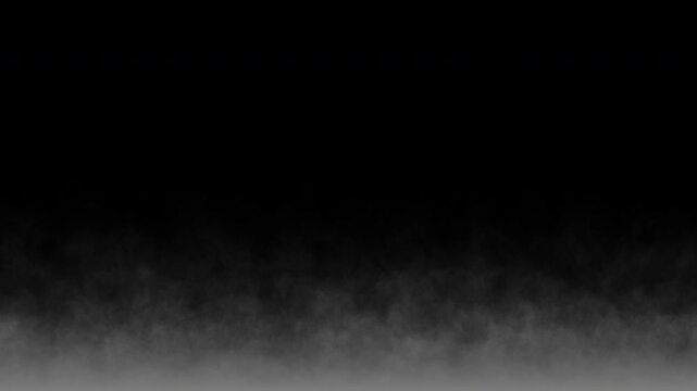 White smoke and fog drifting across a pure black background, cinematic abstract overlay ideal for dramatic, horror, mystery, atmospheric, and motion graphics visual effect themes.