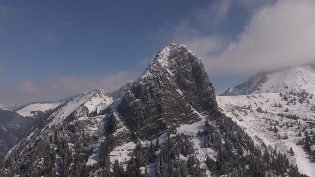 Aerial view of la Dent de Jaman facing north-east, Montreux Switzerland