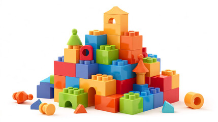 Naklejka premium Colorful building block castle - Generative AI