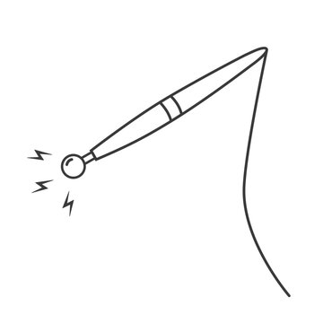 Line vector icon of electrical massager with microcurrents as a beauty procedure. Outline lifting skin care device with currents for cosmetologist