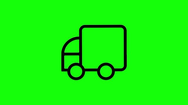 Delivery car icon animated mockup cartoon vector. Logistics idea, shipping, transport symbol. Popup clipart shape animation green screen background template.