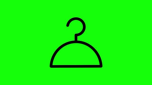 Clothes hanger icon animated mockup cartoon vector. Clothing idea, hanging, fashion symbol. Popup clipart shape animation green screen background template.
