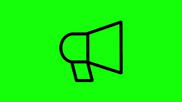 Loudspeaker icon animated mockup cartoon vector. Notification idea, wireless speaker, announcement symbol. Popup clipart shape animation green screen background template.