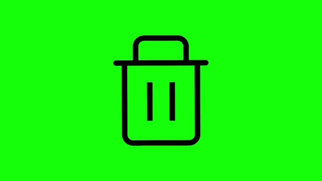 Trash can icon animated mockup cartoon vector. Garbage bin idea, recycle, dustbin symbol. Popup clipart shape animation green screen background template.
