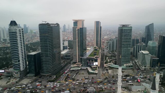 Istanbul/Turkey circa 2023: Ozdilek PARK and Wyndham Grand fly back shot