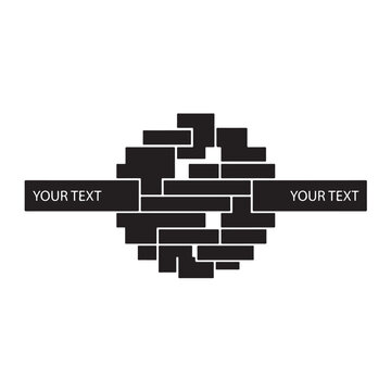 Modern Abstract Geometric Circular Brick Logo Template with Customizable Text Banners.