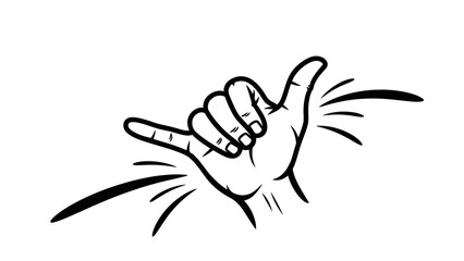 Fototapeta premium Shaka Hand Gesture, Hang Loose Sign, Surfing Symbol, Aloha Spirit, Vector Illustration