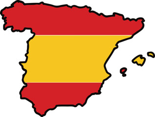 Obraz premium Spain flag and map vector isolated on white background