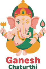 Fototapeta premium Ganesh Chaturthi Hindu Festival Cartoon Character Illustration
