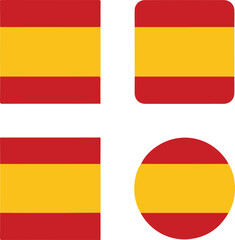 Obraz premium Set of spanish flag vector in rectangle square rounded square and circle shapes