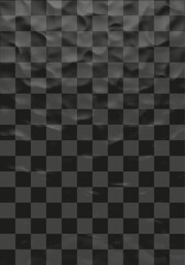 Fototapeta premium Abstract dark wavy smoke texture behind checkerboard grid isolated on transparent background