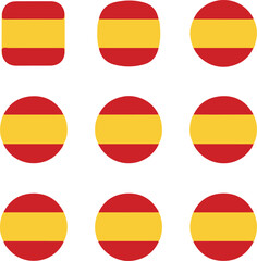 Obraz premium Set of spanish flag vector in various shapes and sizes isolated on white background