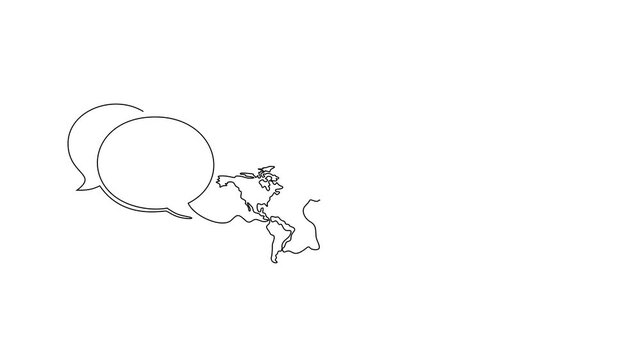 Animated self drawing of continuous line draw of  World Translation Day .    Full length one line animation. 4K	