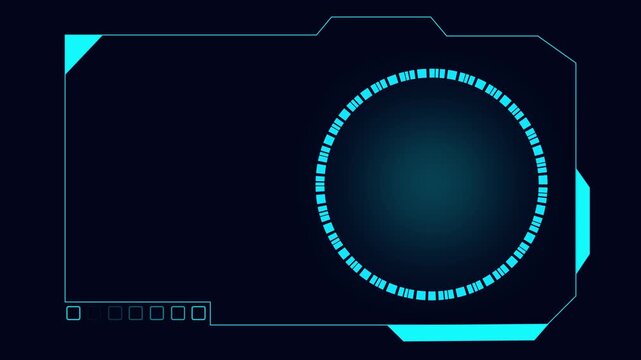 Futuristic digital HUD displays circular progress bar elegantly. Modern digital HUD integrates geometric frame for tech. Digital HUD enhances interface visuals smoothly.
