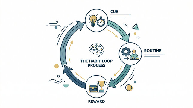 The Habit Loop Process Diagram &ndash; Cue Routine Reward Behavioral Psychology Concept