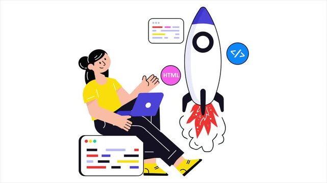 Web Development Startup  2D Flat Animation.	