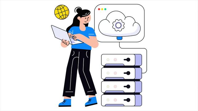 Web Hosting  2D Flat Animation.	
