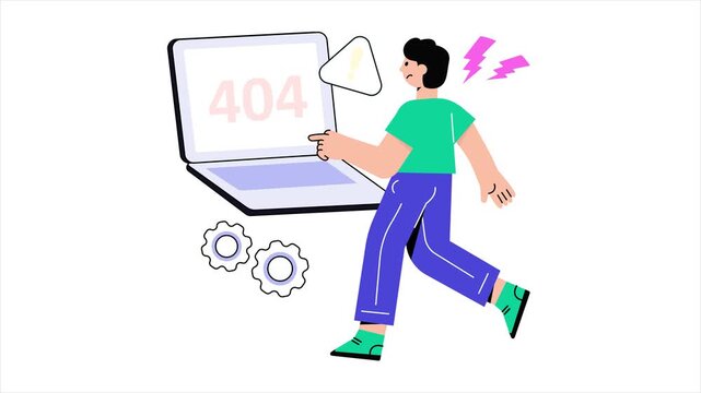 Error 404  2D Flat Animation.	
