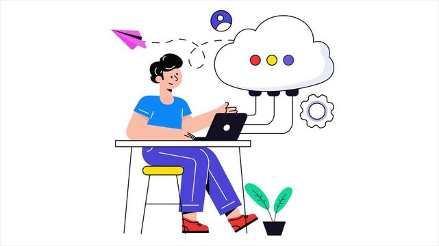 Cloud Computing Service   2D Flat Animation.	