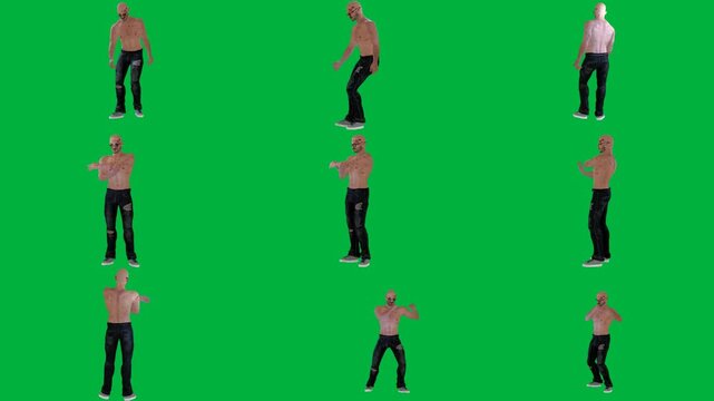 A woman in black pants is dancing on green screen و man white shirt and doing trick dances animated chromakey background style colorful depth gesture creative backgrounds expression
