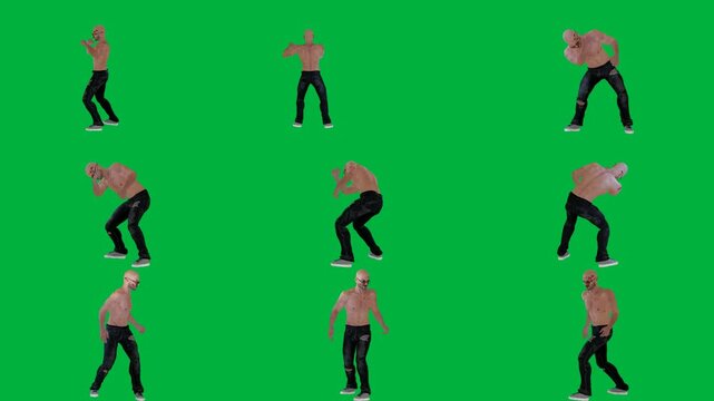 A man is dancing on green screen و doing trick animated chromakey background elements motion scene gesture frame design figure cartoonish colorful depth backgrounds composition layers