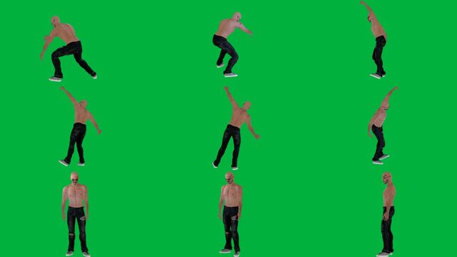 A man is doing trick on green screen و dancing person tricks animated chromakey background backgrounds frame colorful scene expression creative design depth emotion layers elements