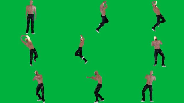 A man is dancing on green screen و animated chromakey background movement colorful style motion emotion figure illustration gesture composition depth cartoonish frame expression design