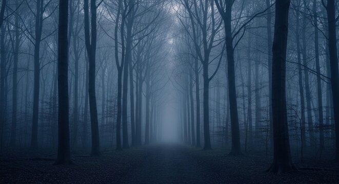 Eerie Forest Path A Mysterious Journey Through the Misty Woods.