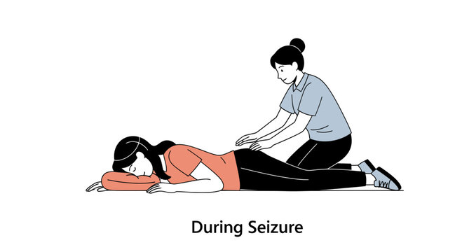 First Aid for Seizure: Laying Down Victim, Caregiver Assisting
