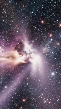Radiant interstellar nebula glowing with intense light beams flowing through deep dark outer space captured in this high quality of our expanding brilliant cosmic universe