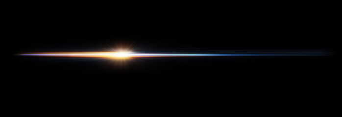 Fototapeta premium Subtle White Light Flare Horizontal Glow Line Effect.