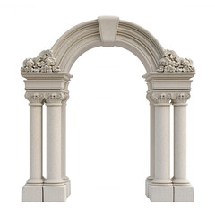 Obraz premium Ornate classic stone archway with decorative pillars, elegant floral carvings and transparent background